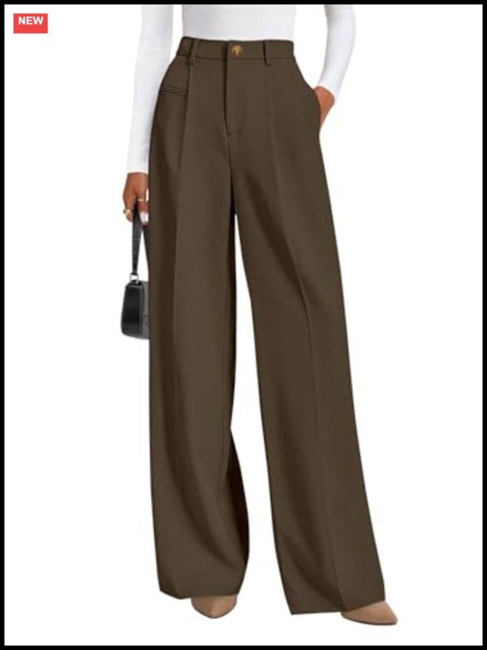 Women's Wide Leg Work Dress Pants High Waisted Tummy Control Slacks with Pockets